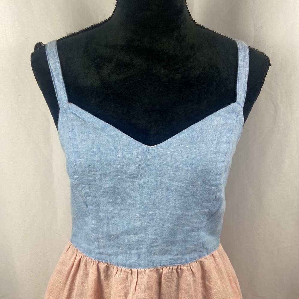 Cynthia Rowley 100% Linen 3 Colored Dress with Pockets - Picture 4 of 8